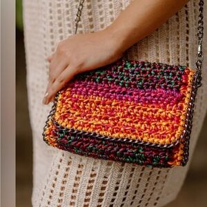 Catarina Mina  Crossbody Bag with Green and Purple Accents